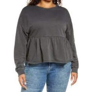 NWT bp gray peplum sweatshirt size 1X // 2040